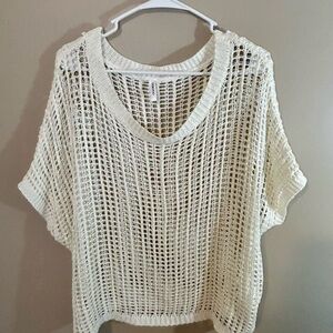 Off-the-Shoulder Open Knit Sweater - Cream